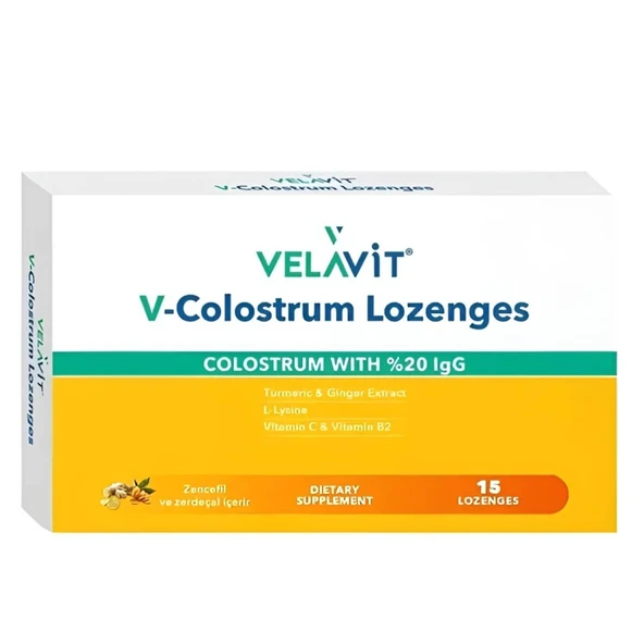 Velavit V-Colostrum Zencefil Zerdeçal Lozenges 15 Pastil ürün görseli 1