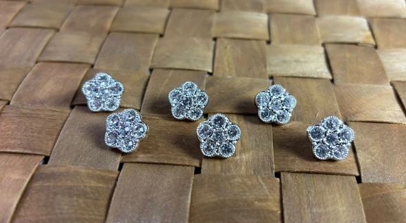 TAŞLI DÜĞME 20 BOY (13MM) GÜMÜŞ - 10 ADET (960) ürün görseli 1