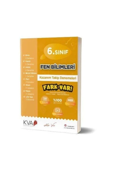 Kva 6.Sınıf Fen Bilimleri Kazanım Takip Denemeleri Koray Varol Akademi ürün görseli 1