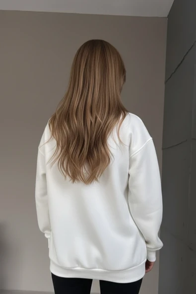 Pul İşlemeli Kaplan Detaylı Oversize Sweatshirt - Resim 12