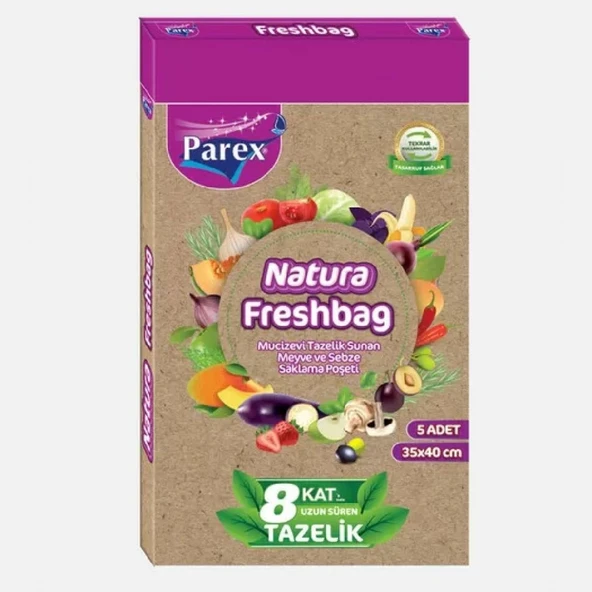 PAREX SAKLAMA POSETI NATURA FRESHBAG 5'LI 6604 ürün görseli 1