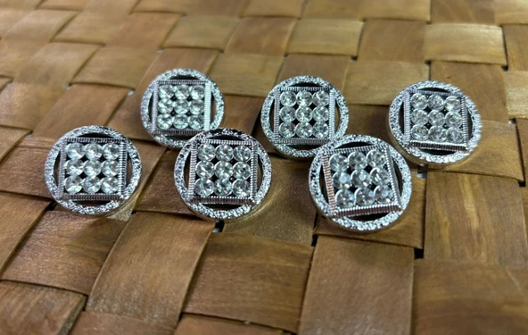 TAŞLI DÜĞME 34 BOY (21,5MM) GÜMÜŞ - 5 ADET ürün görseli 1