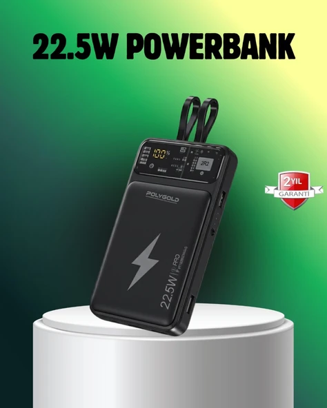Powerbank Dahili Ekranlı 10000 mAh Çift Kablolu ürün görseli 1