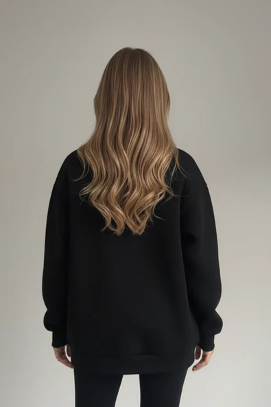 Pul İşlemeli Kaplan Detaylı Oversize Sweatshirt - Resim 7