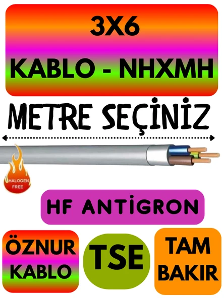 Öznur 3X6 NHXMH (ALEV İLETMEZ) Kablo Metre Seçenekli (Gri) ürün görseli 1