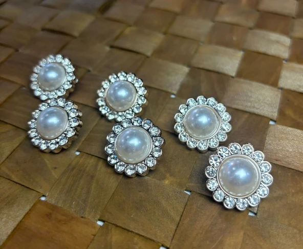 TAŞLI DÜĞME 34 BOY (20,5MM) GOLD - 5 ADET ÇİÇEKLİ (1204) ürün görseli 1