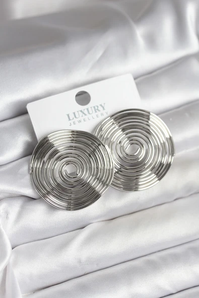 Pirinç Gümüş Renk Circle Model Kadın Küpe TJ-BKP11436 ürün görseli 1