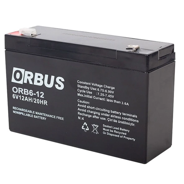 ORBUS 6 VOLT - 12 AMPER AKÜ (150 X 50 X 94 MM) ürün görseli 1