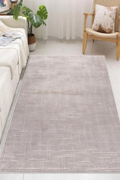 Yumuşak Dokulu İskandinav Dekoratif Kaymaz Taban Yıkanabilir Yolluk Antre Hol Halısı Salon Halısı 160 x 230 cm Vizon ürün görseli 1