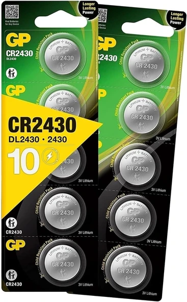GP CR2430 3 VOLT LİTYUM PİL * CR 2430 - 2CPU5 (GPPBL2430054)(10'Lu PAKET) ürün görseli 1