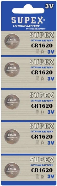 SUPEX CR1620 3V Lityum Düğme Pil 5'Lİ Kart ürün görseli 1