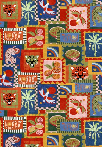 Dijital Baskılı Modern Hayvan Desenli Çok Renkli Kaymaz Taban Yıkanabilir Halı Çok Renkli 80 x 150 cm ürün görseli 1