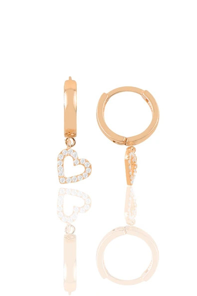 Gümüş rose zirkon taşlı kalp modeli halka küpe SGTL12388ROSE ürün görseli 1