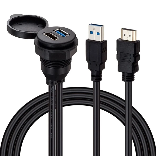 PM-12428 ARAÇ KONTROL PANELİ USB 3.0 + HDMI UZATMA KABLOSU GÖMME MONTAJ (AVD-169) ürün görseli 1