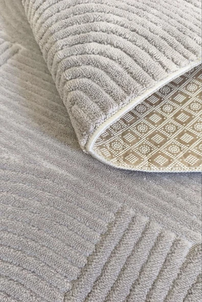 Yumuşak Dokulu İskandinav Dekoratif Kaymaz Taban Yıkanabilir Yolluk Antre Hol Halısı Salon Halısı 160 x 250 cm Gri ürün görseli 1