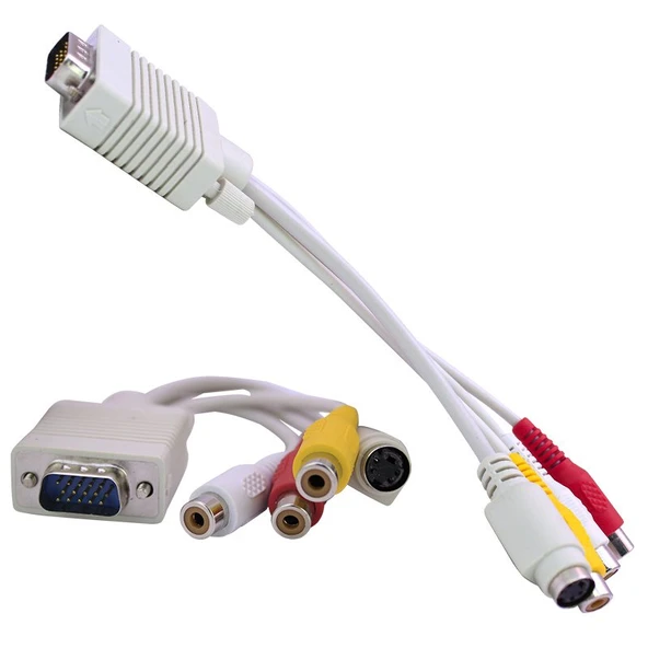 VGA TO 3RCA + S VİDEO 15 CM ÇEVİRİCİ KABLO (AVD-180) ürün görseli 1