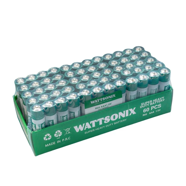 WATTSONIX R03 AAA İNCE KALEM PİL (60'LI PAKET KUMANDA PİLİ) ürün görseli 1