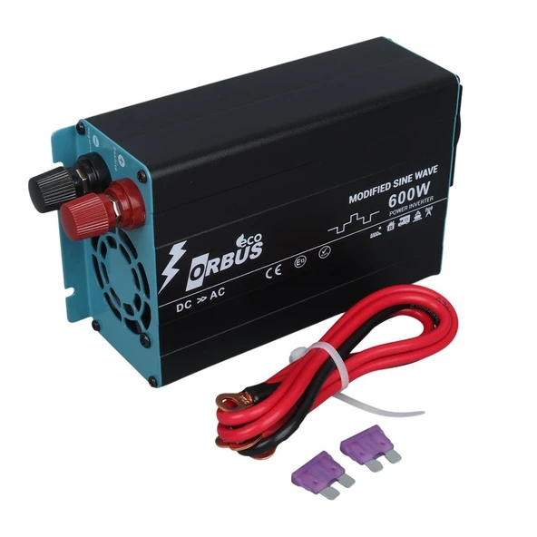 Orbus ORB600M Dc 12V 220V Ac 600W 1200W Modified Sinus - Resim 2