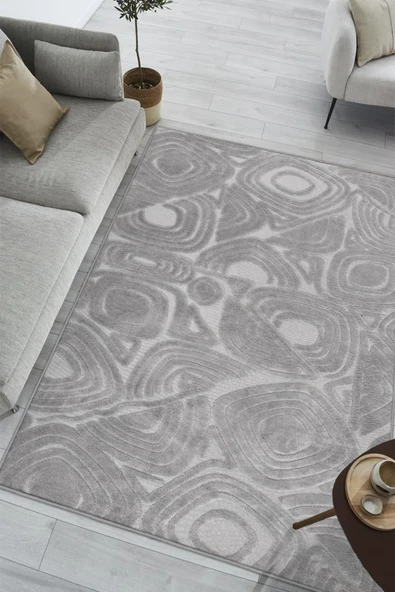 Yumuşak Dokulu İskandinav Dekoratif Kaymaz Taban Yıkanabilir Yolluk Antre Hol Halısı Salon Halısı 200 x 300 cm Gri ürün görseli 1