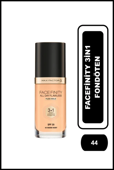 Max Factor Fondöten - FaceFinity All Day Flawless Foundation 44  Warm ivory 3614227923355 ürün görseli 1