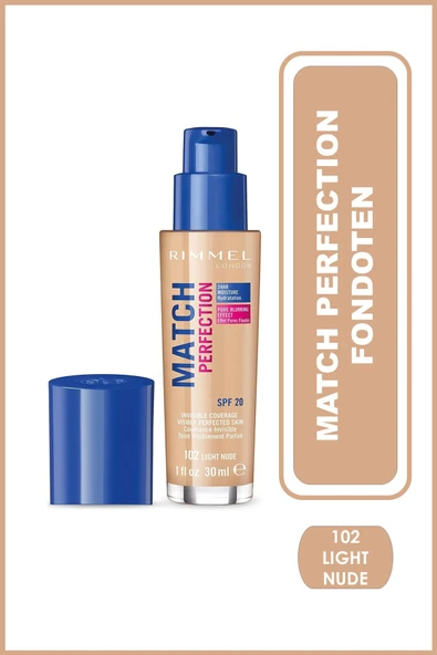 Rimmel MATCH PERFECTION FONDOTEN NO:102 LIGHT NUDE ürün görseli 1