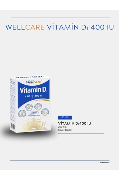 Wellcare Vitamin D3 400 IU 30 ml - Resim 2