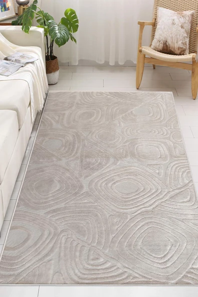 Yumuşak Dokulu İskandinav Dekoratif Kaymaz Taban Yıkanabilir Yolluk Antre Hol Halısı Salon Halısı 80 x 400 cm Vizon ürün görseli 1