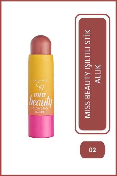 Golden Rose Miss Beauty Glow Stick Blusher 02 Dusty Rose Stik Allık 6 g ürün görseli 1