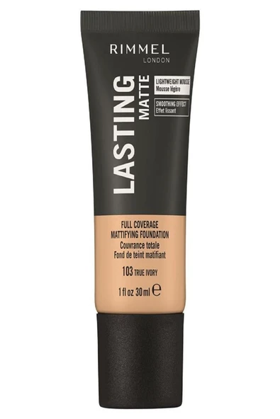 RIMMEL LONDON Lasting Matte Foundation 103 True Ivory 30 ml ürün görseli 1