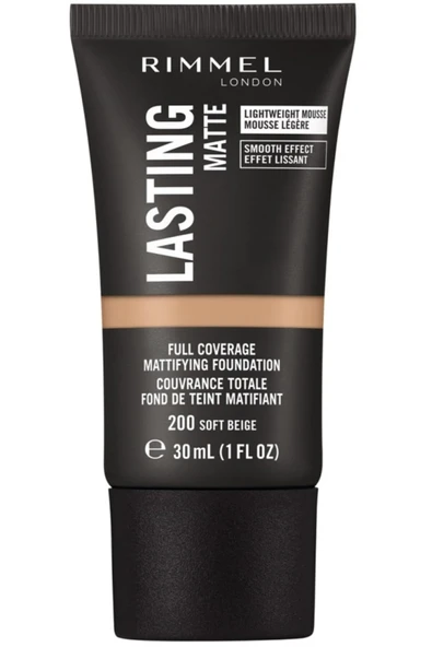 RIMMEL LONDON Kalıcı Mat Fondöten - 200 Soft Beige - ürün görseli 1