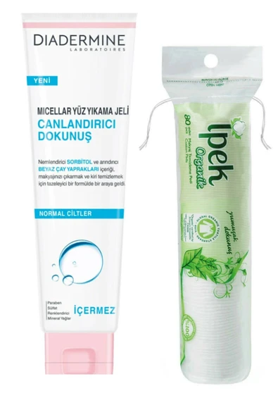 Diadermine Canlandırıcı Dokunuş Micellar Yüz Yıkama Jeli 150 ml Ve Makyaj Pamuğu 70li ürün görseli 1