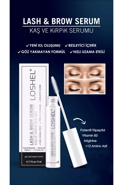 LOSHEL Marka: Lash & Brow Serum Kaş Ve Kirpik Serumu 5 Ml Kategori: Göz Serumu ürün görseli 1