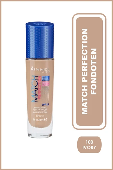 RIMMEL LONDON Fondöten - Match Perfection 100 Ivory 3614220954011 ürün görseli 1