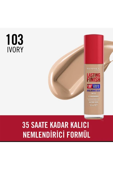 RIMMEL LONDON Fondöten - Lasting Finish Foundation 103 True Ivory 3607345379043 ürün görseli 1
