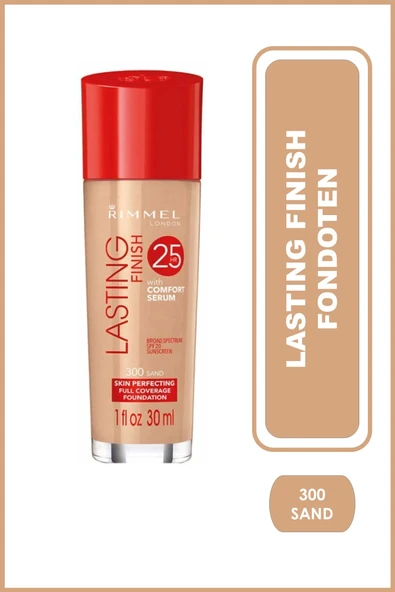 RIMMEL LONDON Fondöten - Lasting Finish Foundation 300 Sand 30 ml 3607342952775 ürün görseli 1