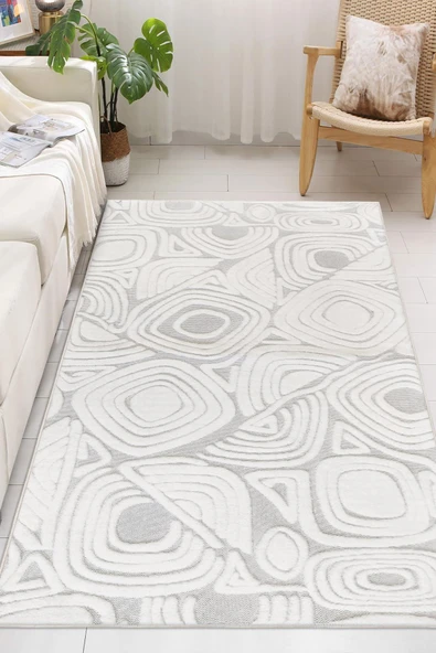 Yumuşak Dokulu İskandinav Dekoratif Kaymaz Taban Yıkanabilir Yolluk Antre Hol Halısı Salon Halısı 80 x 150 cm Beyaz ürün görseli 1