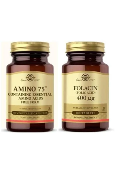 Solgar Amino 75 Essential Amino 30 Kapsül+ Solgar Folacin 400 mcg 100 Tablet ürün görseli 1