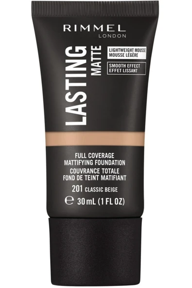 RIMMEL LONDON Lasting Matte Foundation 201 Classic Bej/ 30ml ürün görseli 1