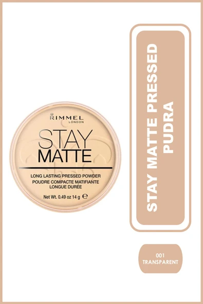 RIMMEL LONDON Pudra - Stay Matte Pressed Powder 001 Transparent 14 g 3607345064505 ürün görseli 1