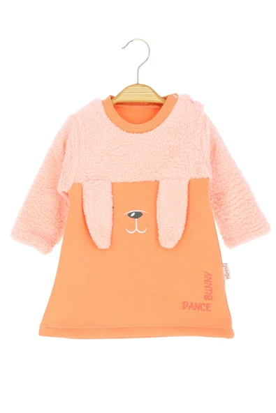 Kız Bebek Elbise Dance Bunny Nakışlı Kışlık Şardonlu ürün görseli 1