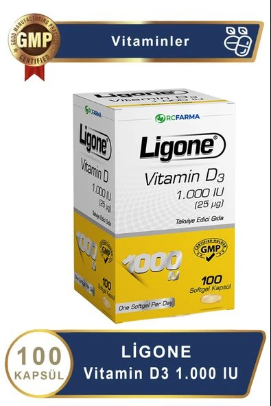 Ligone Vitamin D3 1000 IU Softgel 100 Kapsül ürün görseli 1