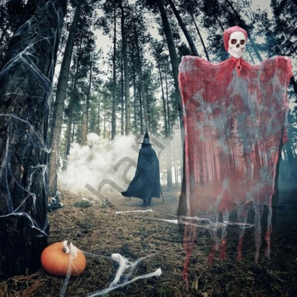 Saçaklı Sesli Işıklı Ürperti Kuru Kafa Korku Hayalet Asılabilir Hallowen Korkutucu İskelet Cadılar Bayramı Kahkaha Atan ürün görseli 1