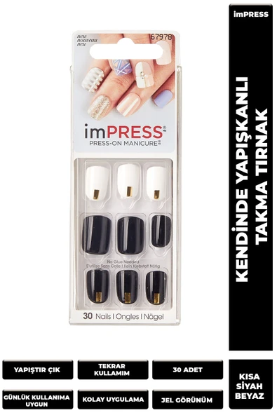 Impress Kendinden Yapışkanlı Takma Tırnak - Kısa - Yapıştır Çık - Bıpa110 - 731509679786 ürün görseli 1