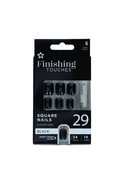 SUPERDRUG Finishing Touches Kısa Takma Tırnak 24 Parça Siyah ürün görseli 1