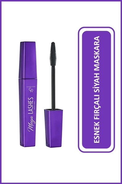 Golden Rose Mega Lashes Mascara Çift Taraflı Esnek Fırçalı Yoğun Siyah Maskara 12 ml ürün görseli 1