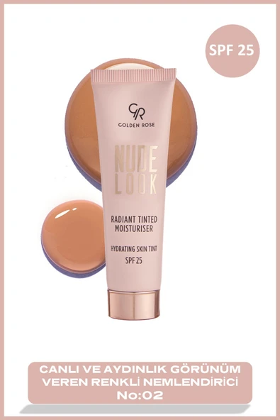 Golden Rose Nude Look Radiant Tinted Moisturiser No: 02 Medium Tint - Renkli Nemlendirici Spf 25 ürün görseli 1
