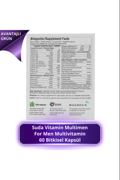 Suda Vitamin Multimen Multivitamin 60 Kapsül - Resim 3