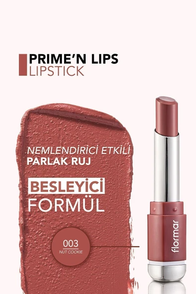 Flormar Ruj - Prime'N Lips Nut Cookie 8690604364343 - Resim 4