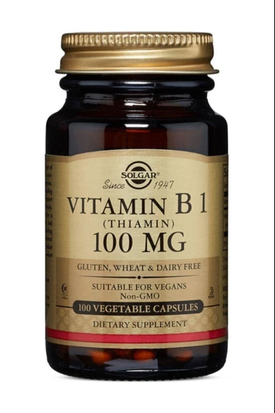 Solgar Vitamin B1 Thiamin 100 mg 100 Vegetable Kapsül - Resim 4