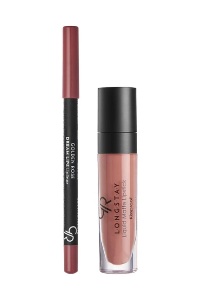 Golden Rose Matte Lip Kit Warm Sable Avokado ve Pamuk Yağlı Mat Ruj & Dudak Kalemi 5,5 ml + 1,6 g ürün görseli 1